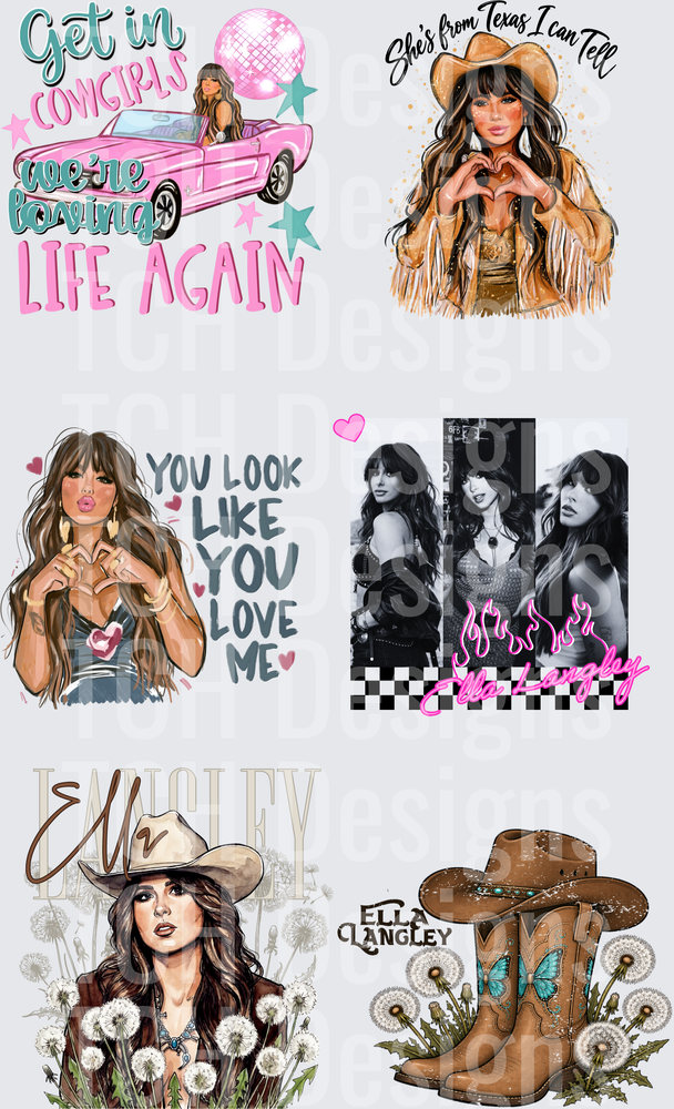 Ella Langley Country Music Singer 6-Design Bundle Sheet