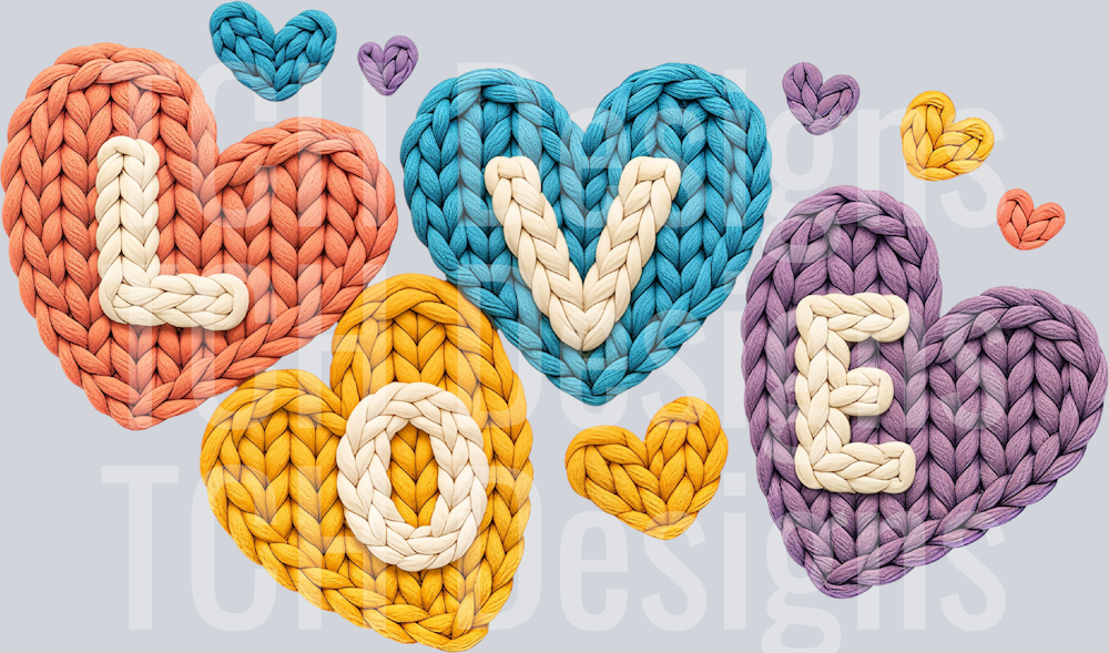 Coquette Yarn Crochet Valentine Love PNG