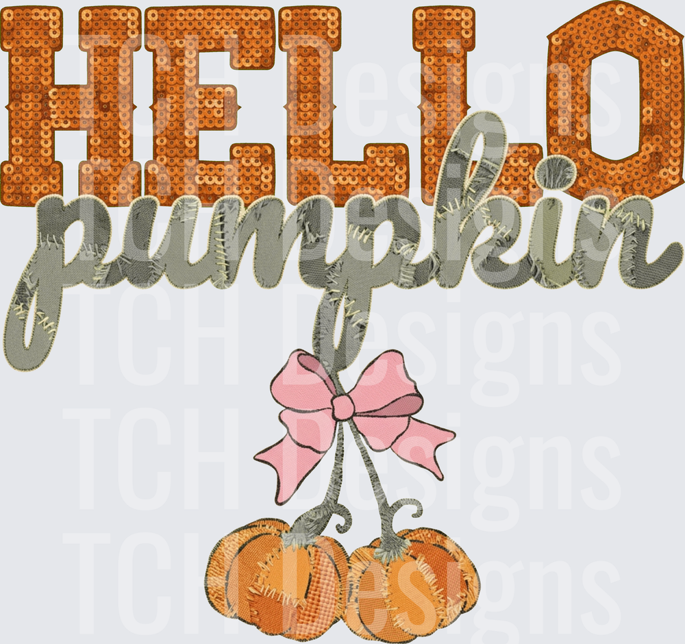 hello pumpkin faux emb hwds