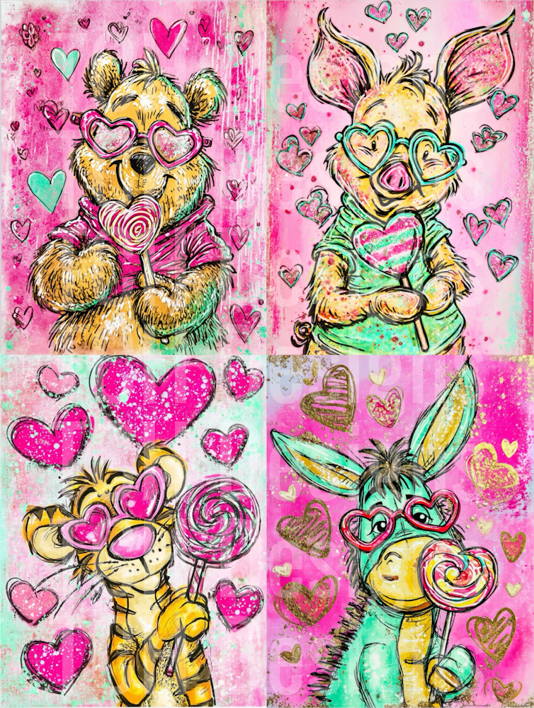 Pooh valentine squares