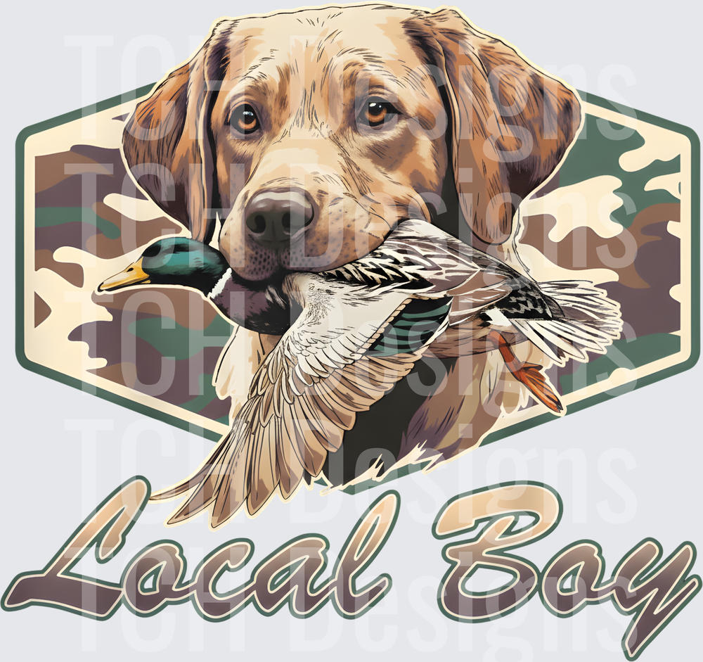 Local Boy Yellow Lab Retriever Mallard Duck Camo Badge