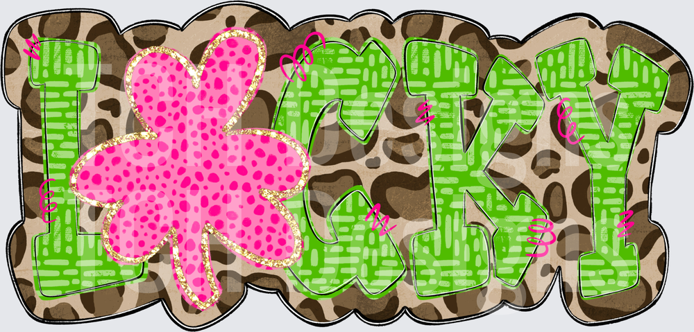 Lucky Leopard Print St. Patrick's Day Shamrock Bold Letters