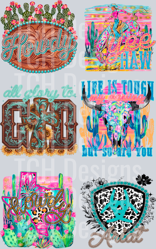 Turquoise and cow print