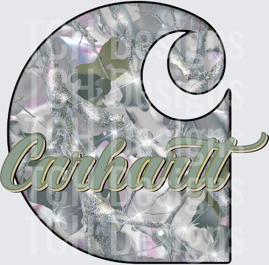 Carhartt C Logo Holographic Glitter Camo Sparkle Design