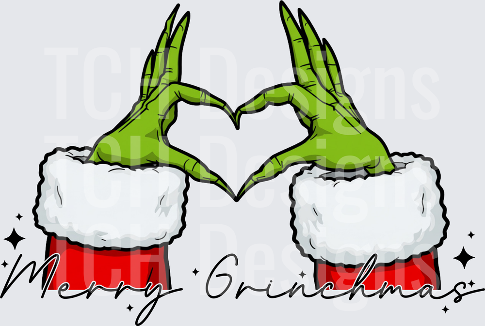 Merry Grinchmas Heart Hands