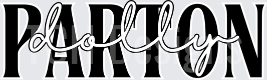 Dolly Parton Layered Script and Bold Typography Design