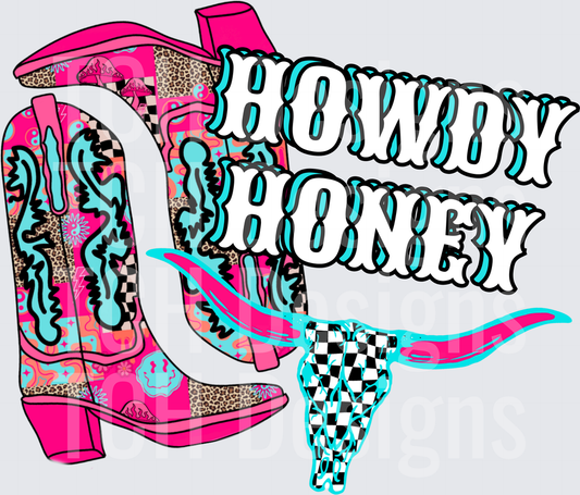 Howdy Honey Western Cowboy Boots with Leopard Print and Checkered Bandana