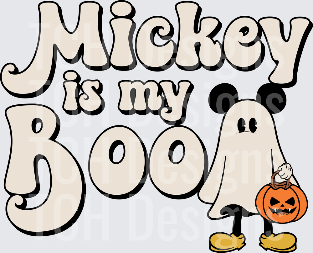 Mickey Is My Boo Ghost Halloween Pumpkin Retro Design