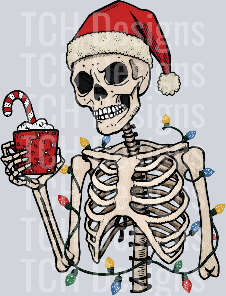 CHRISTMAS SKELETON FAUX EMBROIDERY