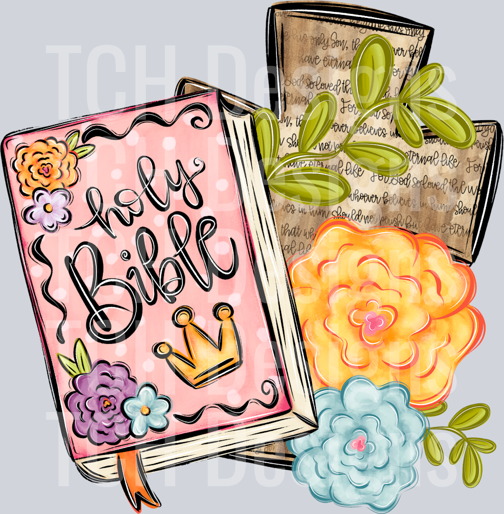 Bible and cross floral