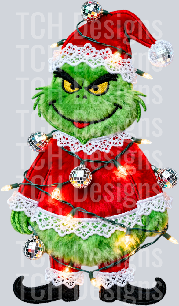 disco light faux fur grinch HWDS