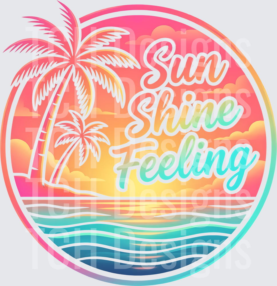 Sunshine Feeling Retro Tropical Beach Sunset Palm Trees