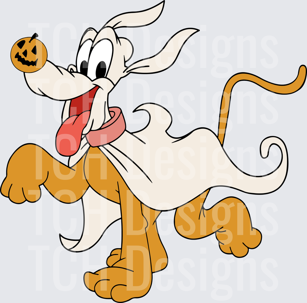 Pluto Dog Halloween Ghost Costume with Jack-o-Lantern