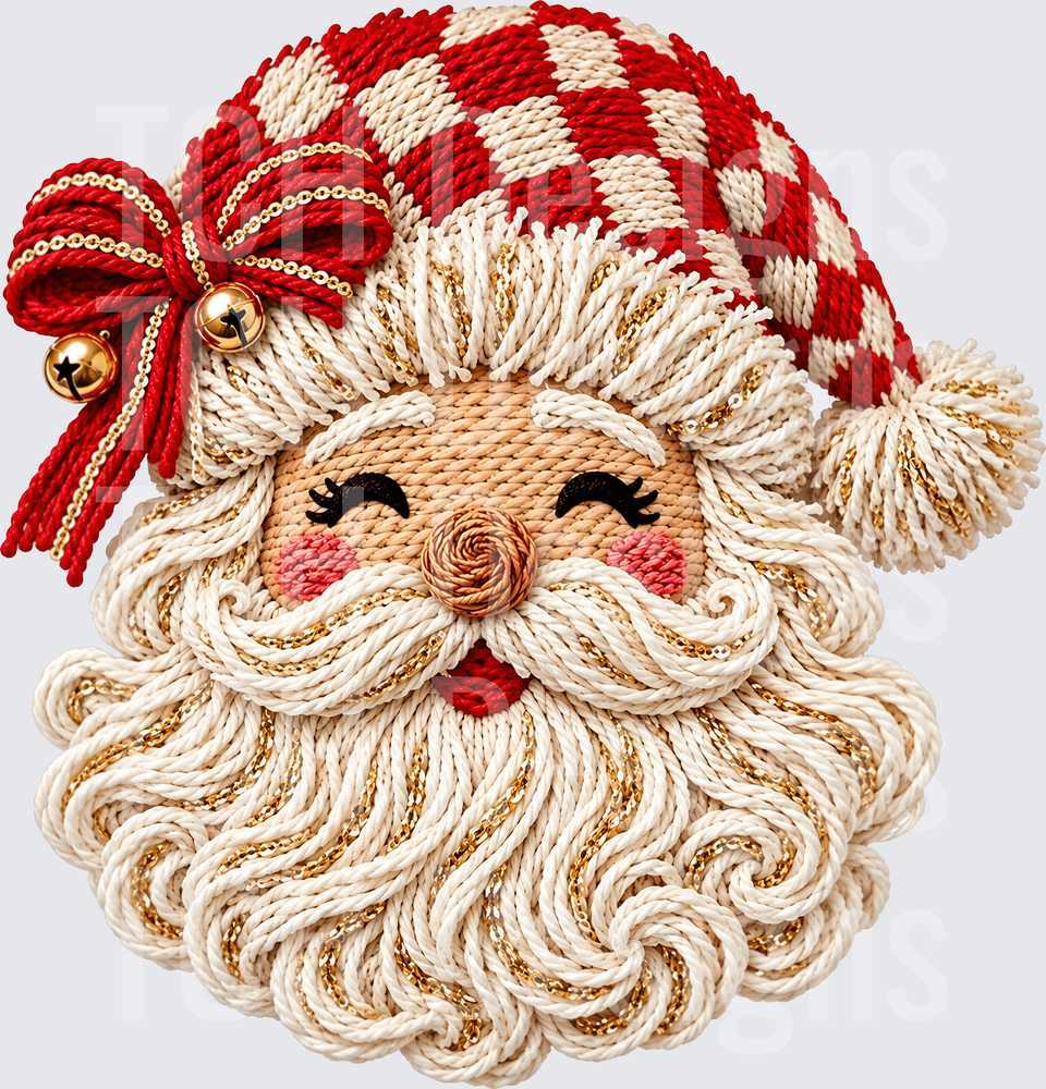FAUX YARN SANTA FACE CHECKERED HAT