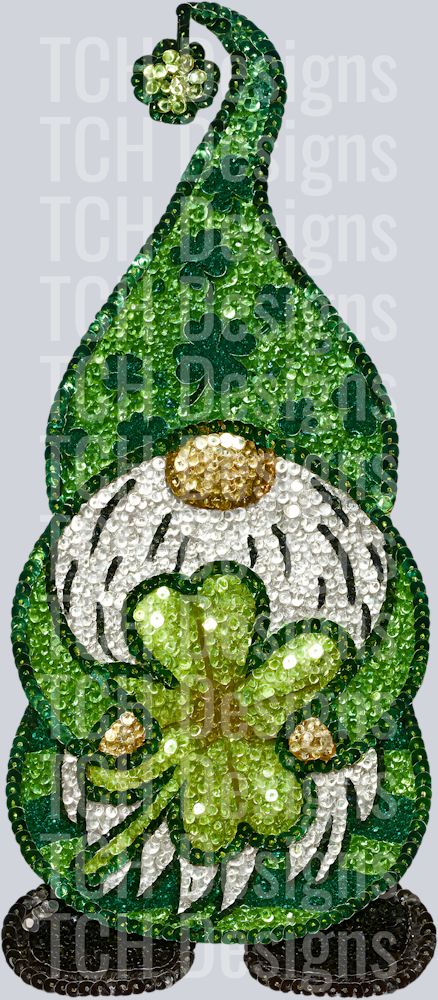 GNOME ST PATRICKS DAY FAUX SEQUIN