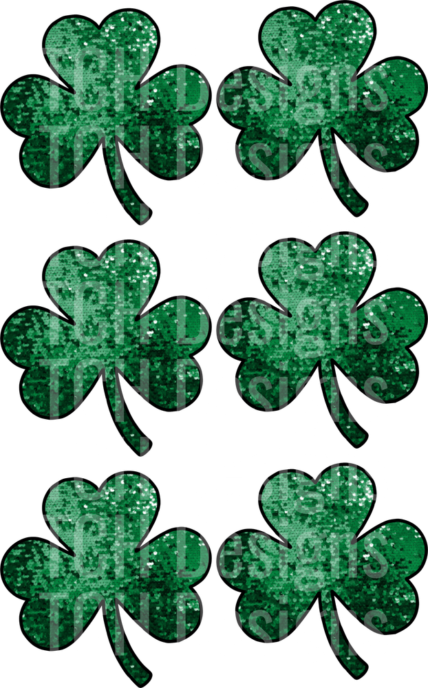 Green Glitter Sparkle Shamrock Clover Collection St Patricks Day
