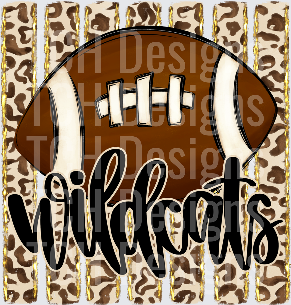 Wildcats Football Leopard Print Gold Stripe Design