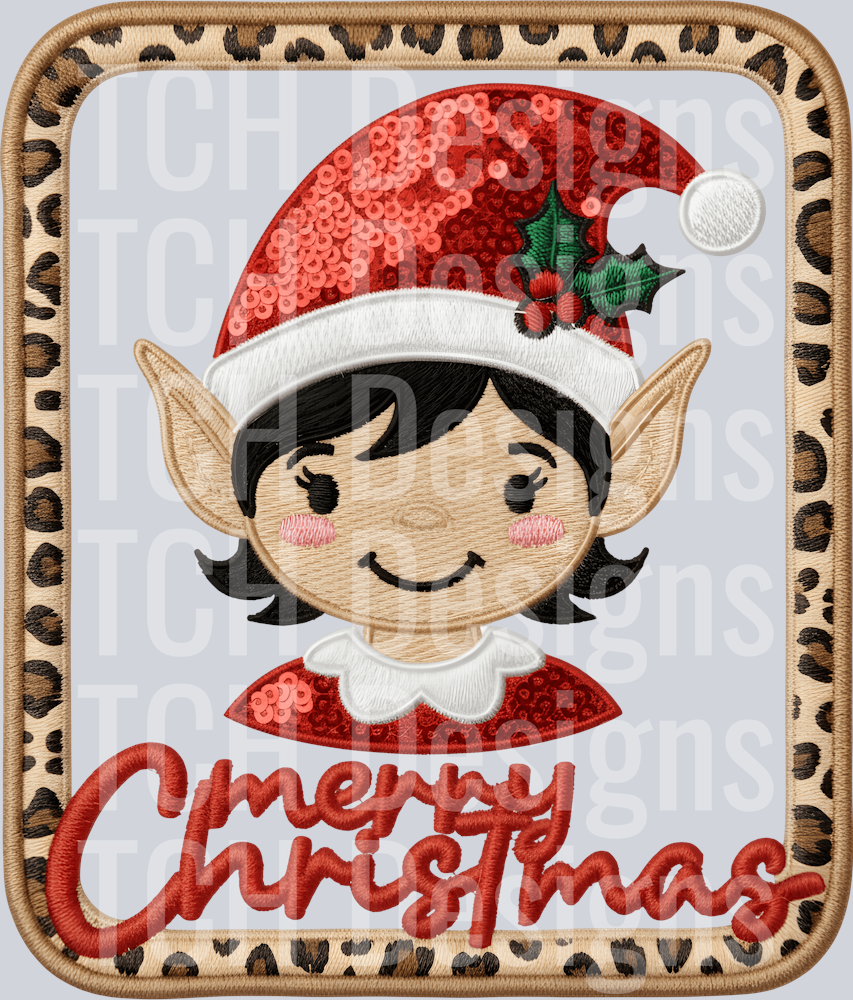 MERRY CHRISTMAS ELF LEOPARD FRAME (1)