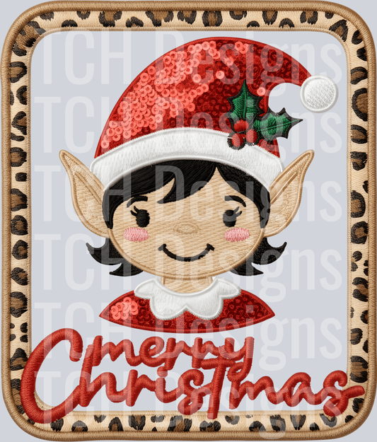 MERRY CHRISTMAS ELF LEOPARD FRAME (1)