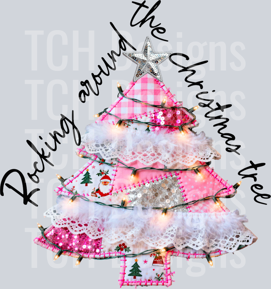 rocking around the christmas tree faux applique HWDS