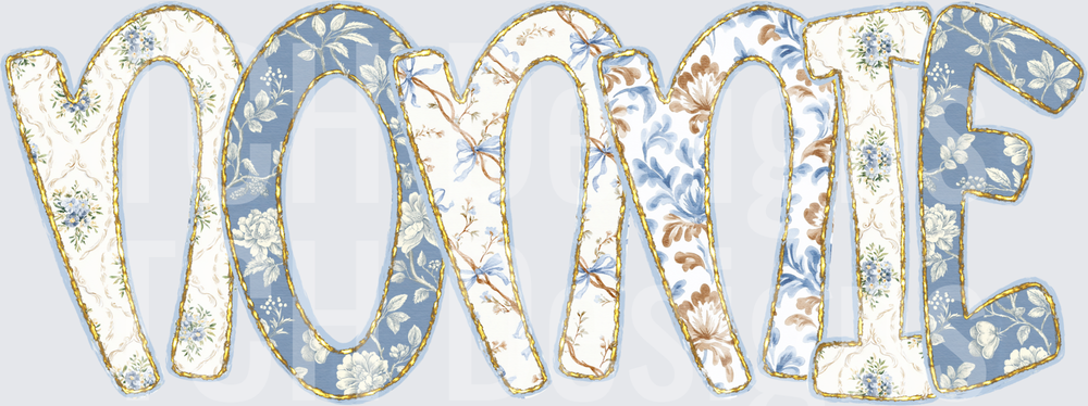 Nonnie Floral Patchwork Quilted Letter Word Art