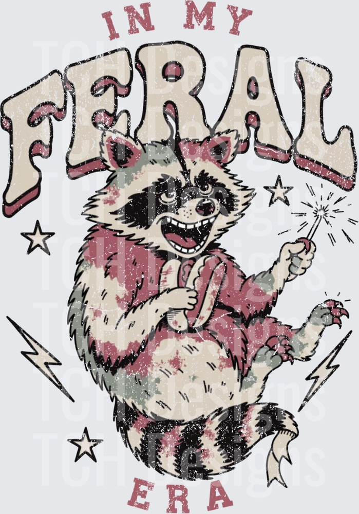 In My Feral Era Vintage Raccoon Holding Sparkler