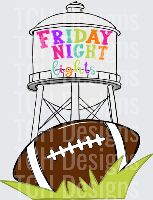 Friday Night Lights Water Tower Football on Grass