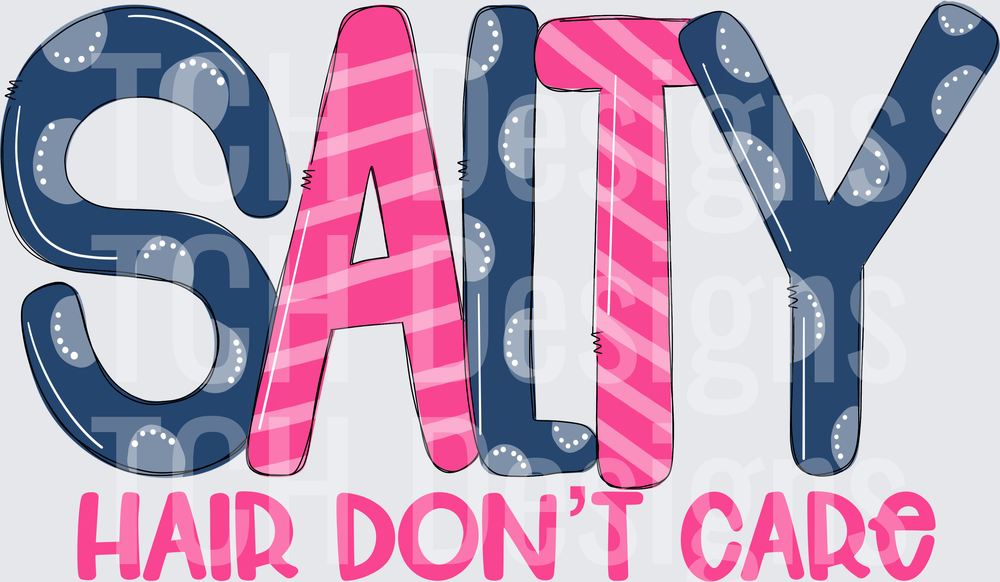 Salty Hair Don't Care Beach Vibes Tentacle Letters Design