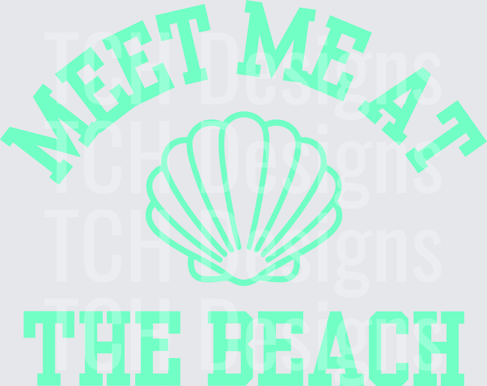 Meet Me At The Beach Seashell Typography Design