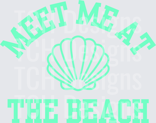 Meet Me At The Beach Seashell Typography Design