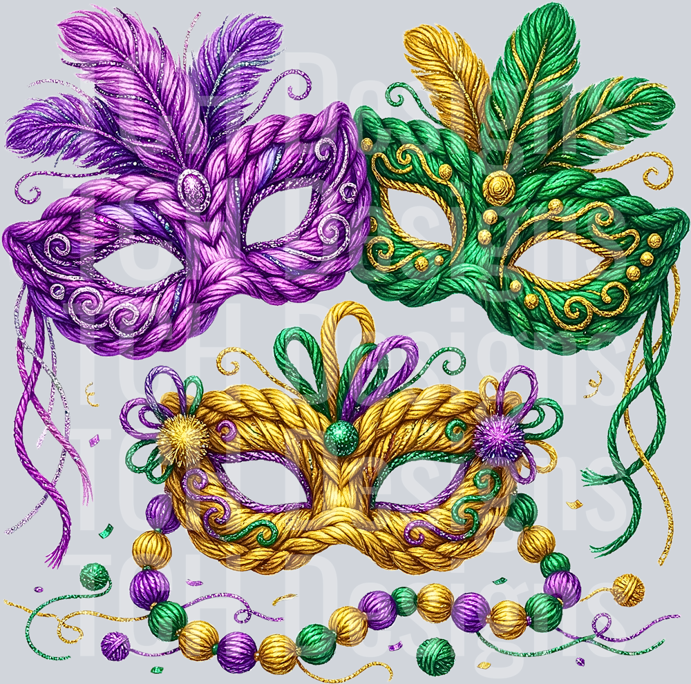 Faux Yarn mardi Gras Masks Png