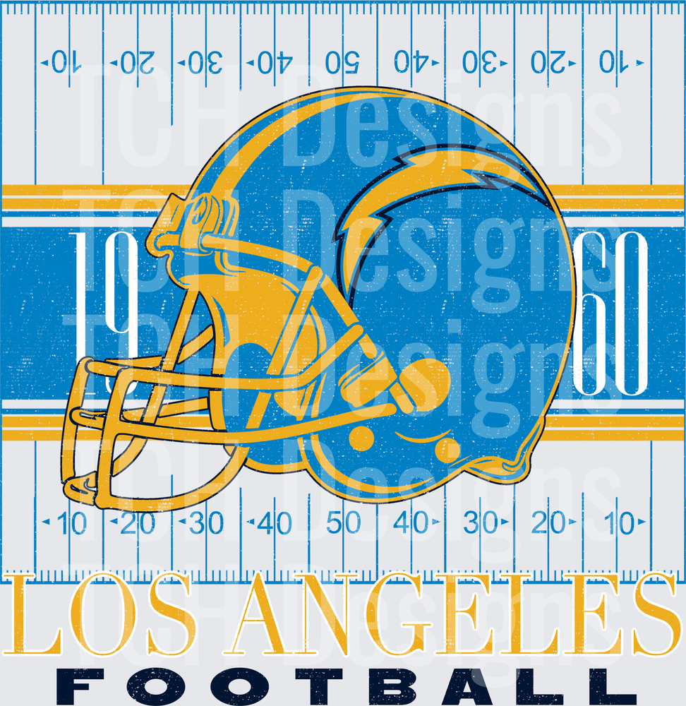 Los Angeles Chargers 1960 Retro Helmet Football Field Design