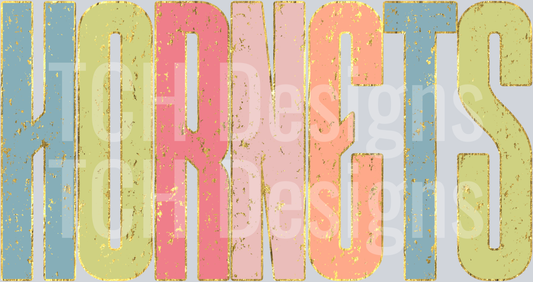 Hornets_Colorful_Distressed_Metallic_Gold