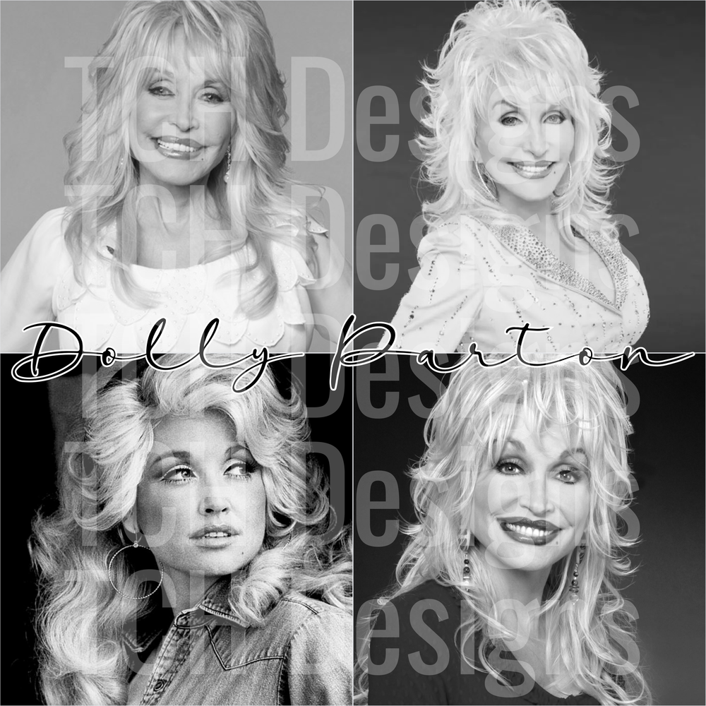 Dolly Parton Four Photo Collage Black and White Portrait