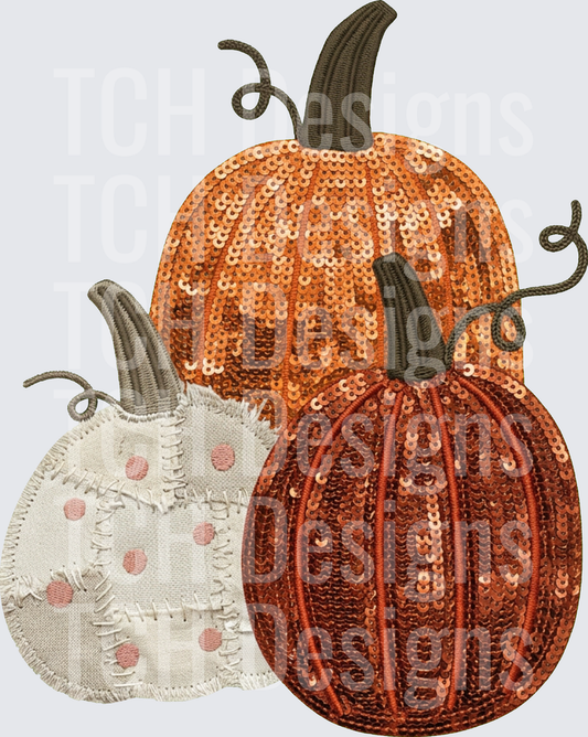 fall pumpkin sequins patchwork hwds