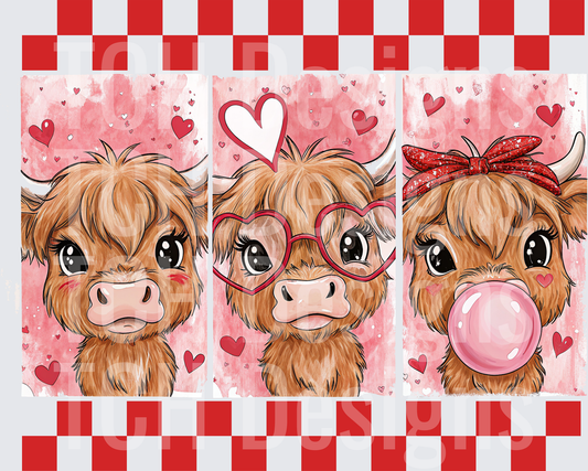 Checkered Highland Cow Valentine