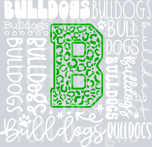 Bulldogs Typography Collage - green and white