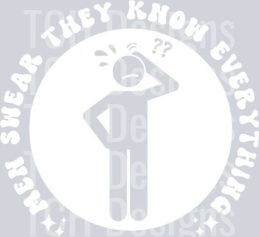 MEN SWEAR THEY KNOW EVERYTHING POCKET HWDS WHITE