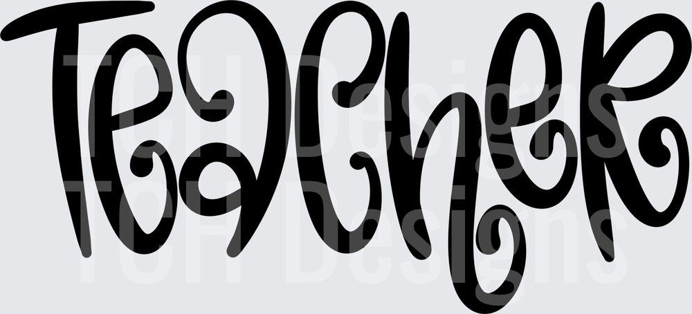 Teacher Bold Whimsical Curly Font Word Art