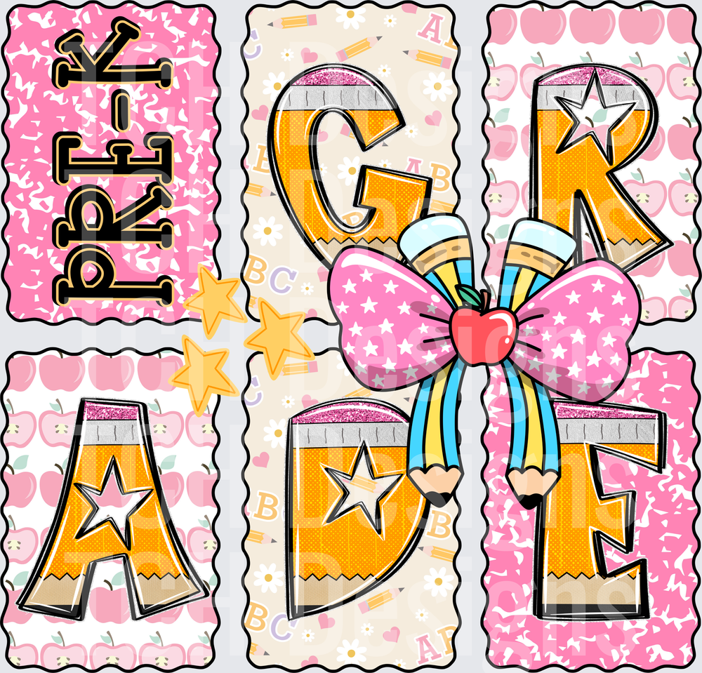 Pre-K Grade A Pencil Letter School Back to School Design