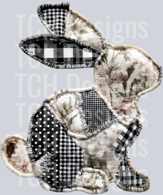 EASTER BUNNY BLACK AND WHITE FAUX PATCH YARN