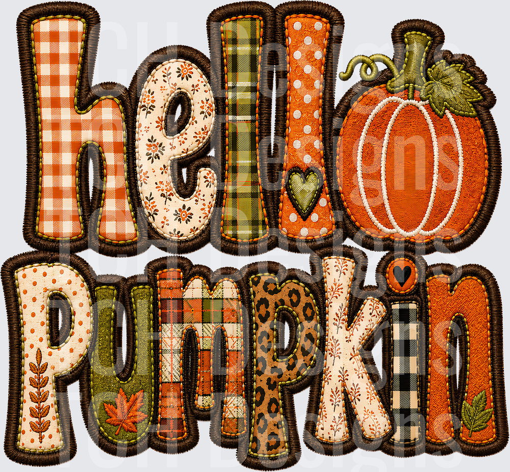Hello Pumpkin Faux Embroidered