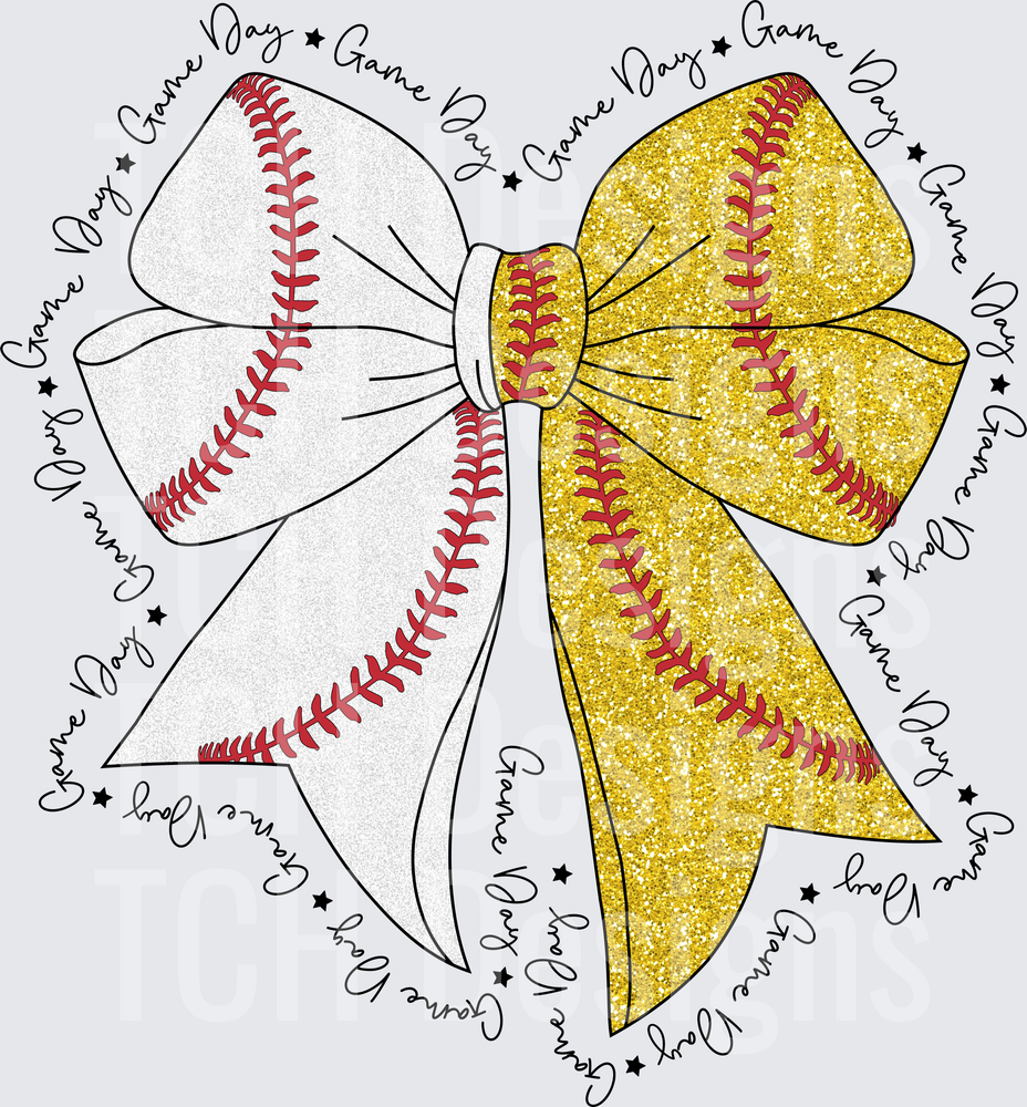 Baseball Softball Bow PNG, Game Day PNG (2)