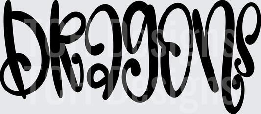 Dragons Bold Swirly Disney-Style Lettering Word Art