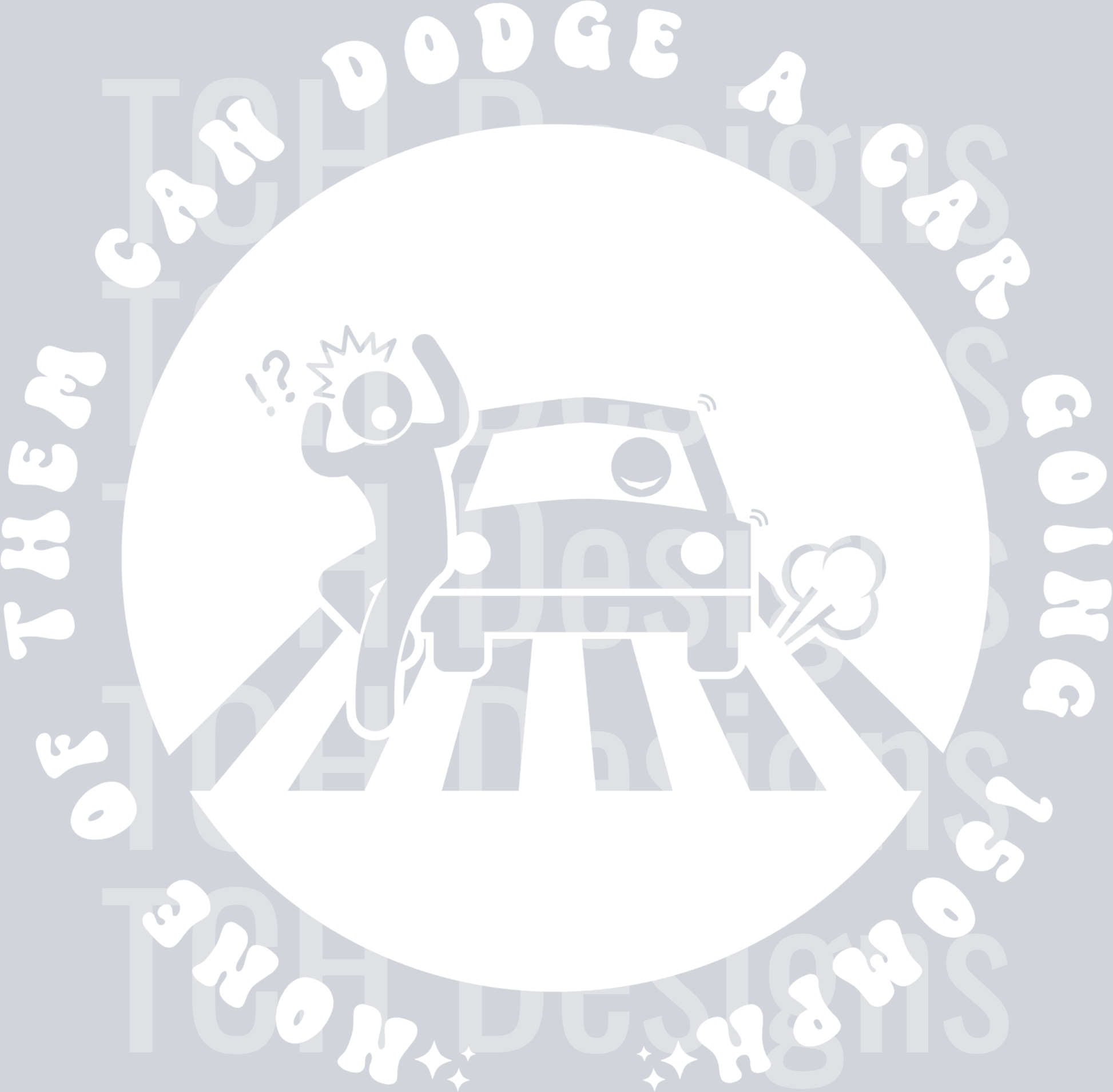 NONE OF THEM CAN DODGE A CAR POCKET HWDS WHITE