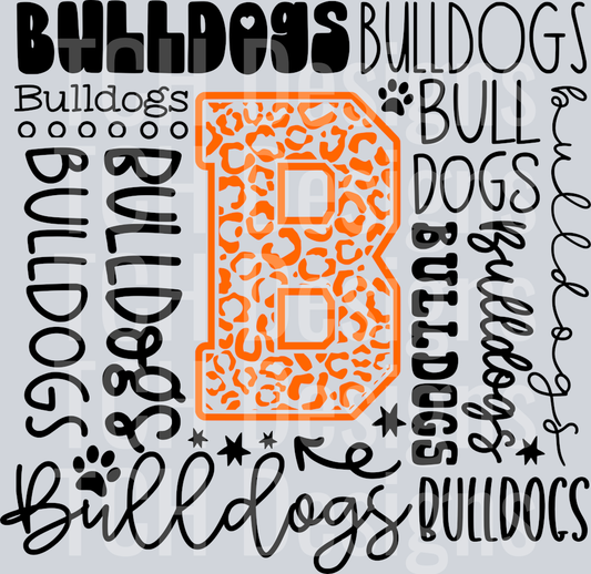 Bulldogs Typography Collage - orange and black