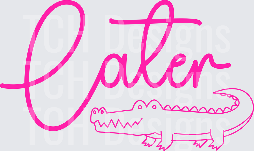 Later Gator Pink Script with Alligator Outline
