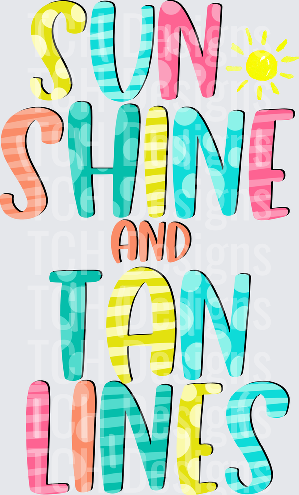 Sunshine and Tan Lines Colorful Summer Typography