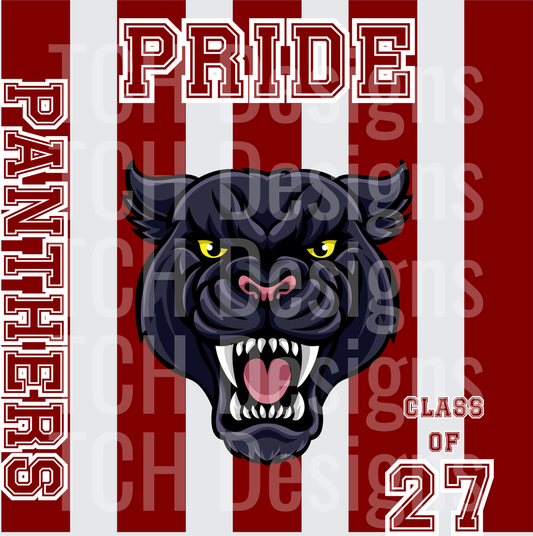 Panthers Pride Class of 27 Fierce Black Panther Mascot