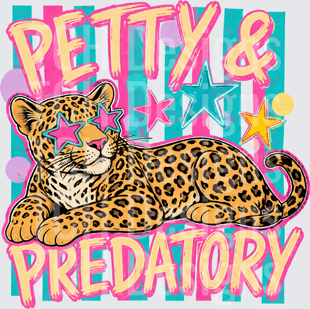 Petty & Predatory Leopard With Star Sunglasses Retro Pop Art